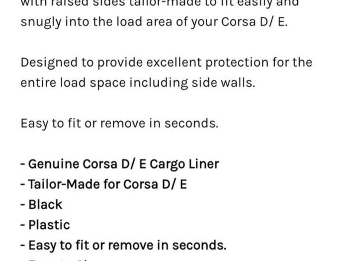 Opel Corsa Boot Liner