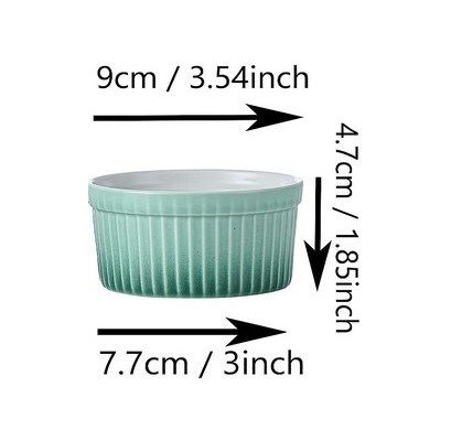 12 Porcelain Ramekins, Henten Home Souffle Dishes Bowls for Baking, Pudding, Creme Brulee, Custard Cups, Serving Dip, Oven, Microwave and Dishwasher Safe