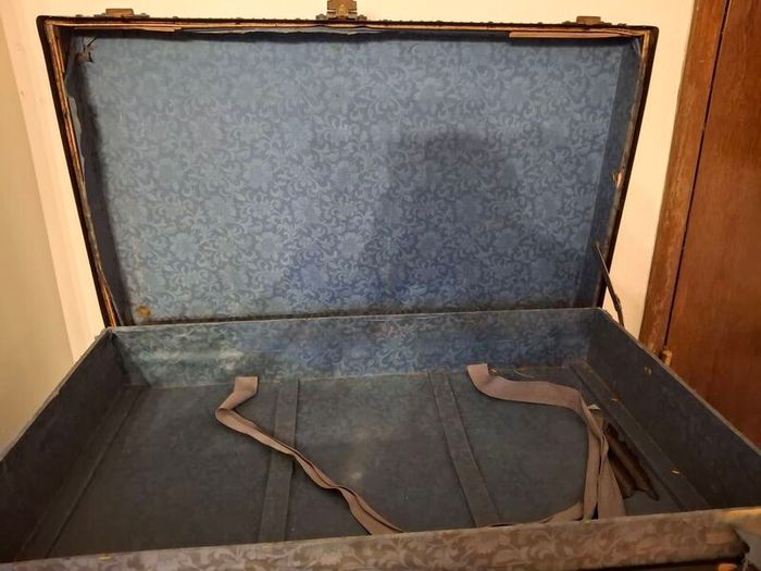 Victorian leather-covered trunk