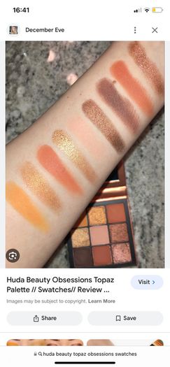 Huda beauty palette topaz coral warm brown obsessions