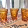 Vintage Sowerby Amber Glass Tumblers Glasses Image 2