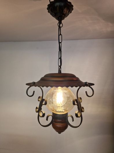 Vintage French Copper 1970s ceiling light