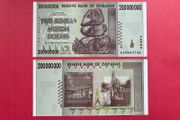 Zimbabwe  200 Million Dollars   2008   PICK 81a VERIFIED UNDER UV LIGHT  ( Uncirculated) .