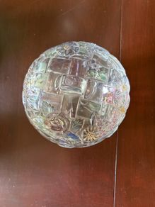 Vintage Riccardo Glass Lidded Dish, Floral Embossed Lattice Design