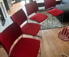 4 Casala Designer Red Upholstered Chairs with steel legs