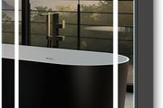 Bathroom Mirror Cabinet with Lights and Shaver Socket Black LED Medicine Cabinet Wall Mounted with Shelf 3 Color Temperature Adjustment Demister Feature 500 x 700mm