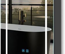 Bathroom Mirror Cabinet with Lights and Shaver Socket Black LED Medicine Cabinet Wall Mounted with Shelf 3 Color Temperature Adjustment Demister Feature 500 x 700mm