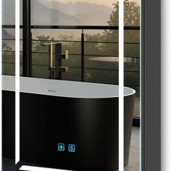 Bathroom Mirror Cabinet with Lights and Shaver Socket Black LED Medicine Cabinet Wall Mounted with Shelf 3 Color Temperature Adjustment Demister Feature 500 x 700mm