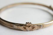 Vintage 18ct G.R. rolled gold Irish Claddagh  Bangle Bracelet