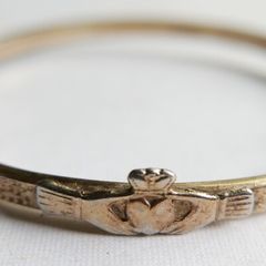 Vintage 18ct G.R. rolled gold Irish Claddagh  Bangle Bracelet