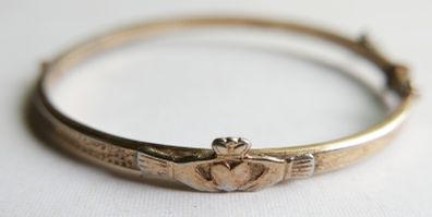 Vintage 18ct G.R. rolled gold Irish Claddagh  Bangle Bracelet