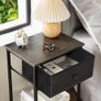 Bedside Table Set of 2, Small Side Table with Fabric Drawer, Sofa Table with Storage Shelf, Nightstand with Metal Frame for Bedroom, Living Room, Dark Grey Image 6