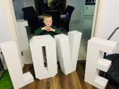 3D Letters and numbers can be printed in any colour or background perfect decor for weddings birthdays or christenings