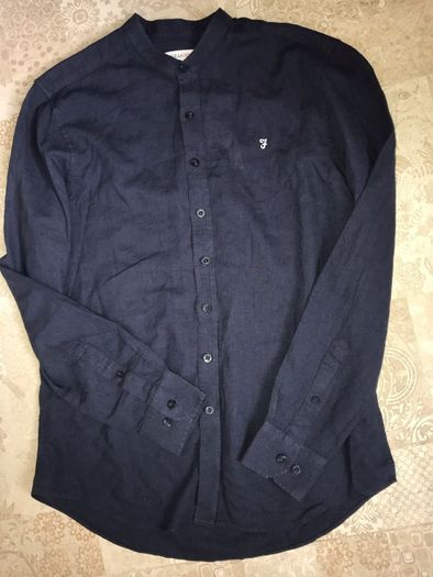 Farah shirt navy linen blend size small New with tags