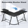 NEW SALE | Computer Desk with Monitor Stand 130cm L-Shaped Corner Gaming Desk Office Writing Desk & Workstation for Home Office Bedroom Space-Saving Easy to Assemble Black Image 4