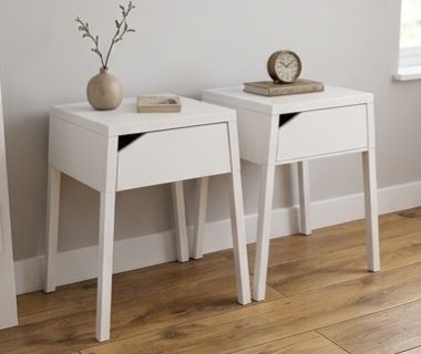 Pair of IKEA SELJE Bedside Lockers White Metal Scandi Style