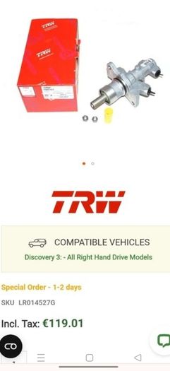 Land Rover Master Cylinder kit (New)