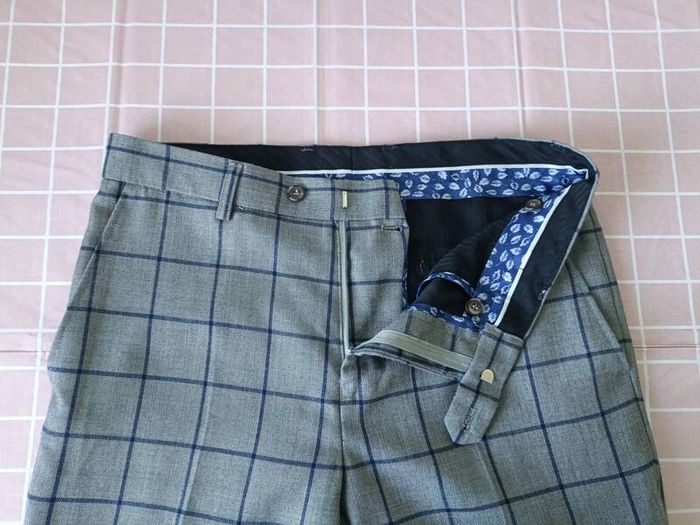 House of Cavani Mens Grey and Blue Checked Trousers Size 32