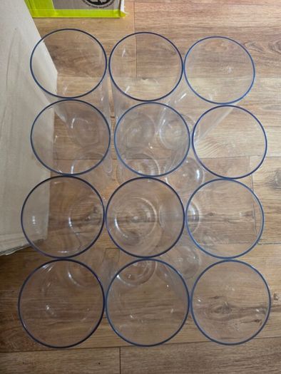 12 Clear Acrylic Cylinder Vases