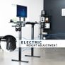 Electric Height Adjustable 112 x 61 cm Stand Up Desk Standing Workstation with Memory Controller Black Top Frame DESK-E144B Image 8