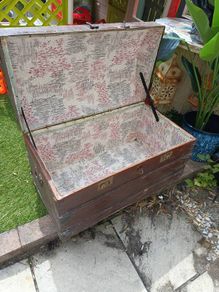 Wooden and metal domed steamer chest