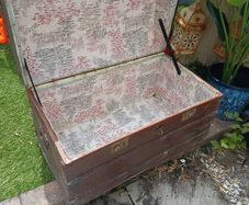 Wooden and metal domed steamer chest