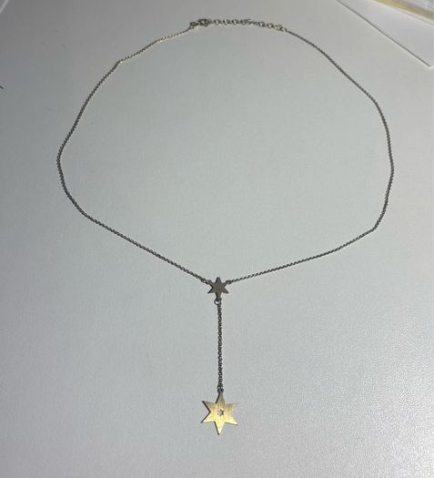 Sterling silver Y Necklace with gold washed star pendant