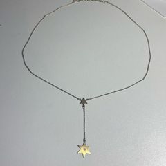 Sterling silver Y Necklace with gold washed star pendant