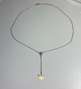 Sterling silver Y Necklace with gold washed star pendant