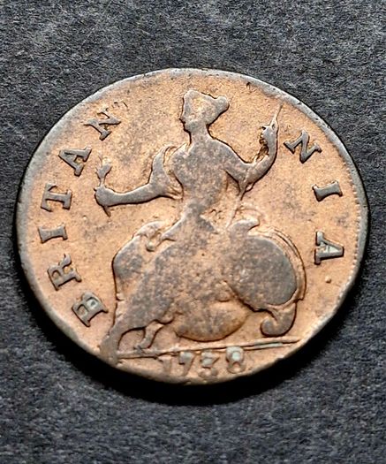 1738 Britannia George ll half Penny coin