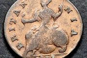 1738 Britannia George ll half Penny coin