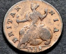 1738 Britannia George ll half Penny coin