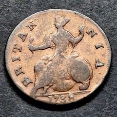 1738 Britannia George ll half Penny coin
