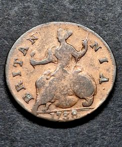 1738 Britannia George ll half Penny coin