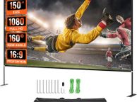main image for ad Outdoor Indoor  Movie Screen with Stand, 150" Portable Movie Screen, 16:9 HD Wide Angle Outdoor Projector Screen, Front &amp; Rear Projection, with Storage Bag &amp; Stand for Office Home Theater Outdoor Indoor