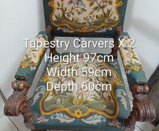 2 Antique Oak Tapestry Chairs