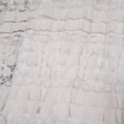 Yumi White Cream Tiered Lace Crochet Ruffle Sundress Mini Dress Size S