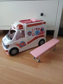 Barbie ambulance with sounds foldable clinic