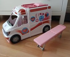 Barbie ambulance with sounds foldable clinic