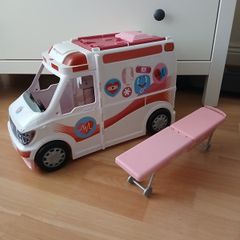 Barbie ambulance with sounds foldable clinic