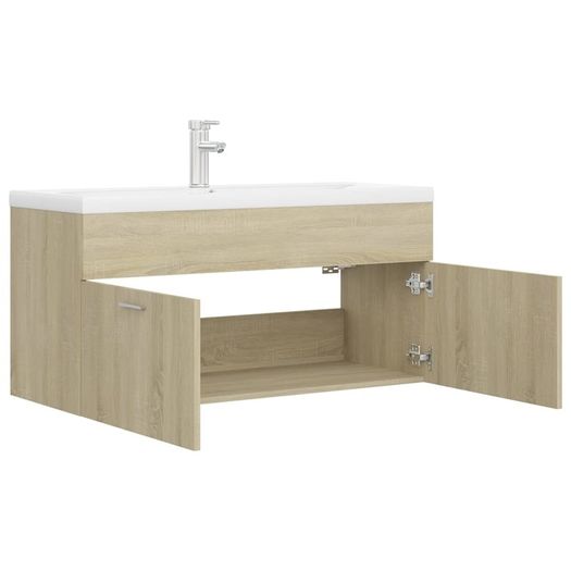 Sink Cabinet with Built-in Basin Sonoma Oak Chipboard