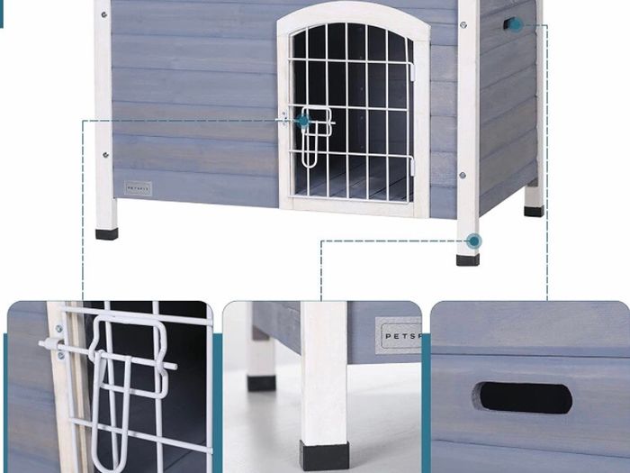 Wooden Dog Crate Indoor with Barrier Safety Gate,Large Wooden Dog Kennel/Cage for Small and Medium Dogs Easy to Lift (FREE POSTAGE)