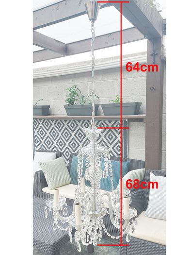 Large Vintage Preciosa Bohemian Crystal Chandelier, 5 Arm
