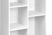 Bookcase with 5 Compartments, Office Shelf, Bookshelf, Living Room, Bedroom, Cube, White 50 x 24 x 80 cm