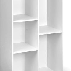 Bookcase with 5 Compartments, Office Shelf, Bookshelf, Living Room, Bedroom, Cube, White 50 x 24 x 80 cm