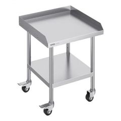 Stainless Steel Work Table 61x61 cm Commercial Food Prep Table W/ 4 Casters
