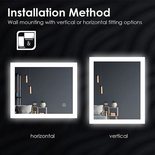 600x500mm Bathroom Mirror With Lights, Horizontal Vertical/Sensor Switch LED Illuminated Bath Vanity Wall-Mounted Mirrors (FREE POSTAGE)