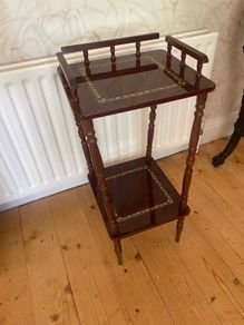 Vintage Mahogany Telephone Lamp Table with Decorative Inlay