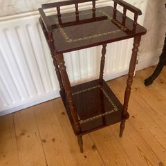 Vintage Mahogany Telephone Lamp Table with Decorative Inlay