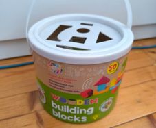 50pc Wooden Building Blocks with Shape Sorter Lid - New